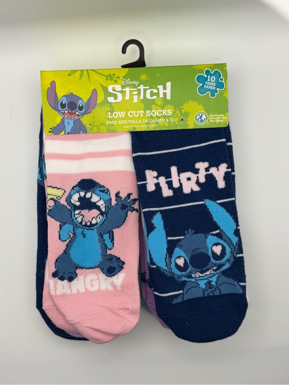 Disney Woman's Stitch Low Cut Sock Set - Pink, Navy, White, Teal